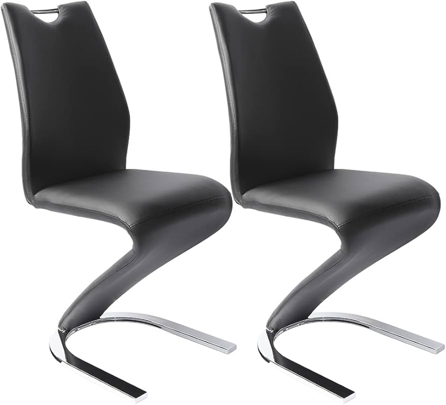 Zerifevni Modern Dining Chairs Set of 2, PU Leather Comfy Upholstered Seat with Steel Legs, Dining R | Amazon (US)