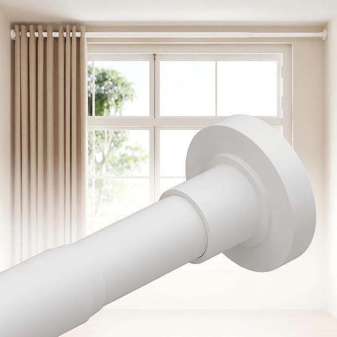ALLZONE Tension Curtain Rods for Windows 66 to 120 Inches, White Curtain Rods No Drilling, Heavy ... | Amazon (US)