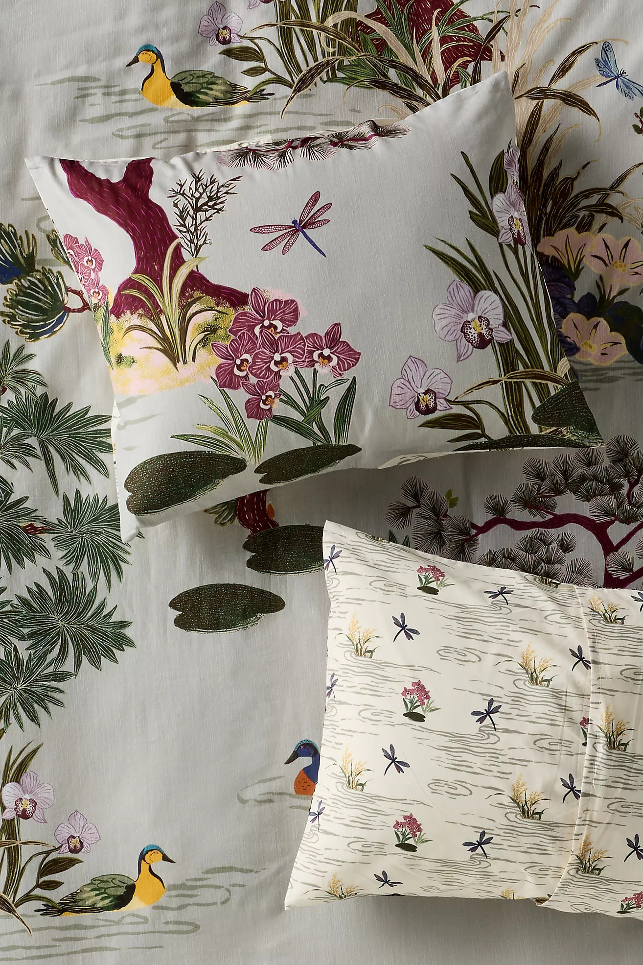 The Printed Cotton-Slub Pillow Shams, Set of 2