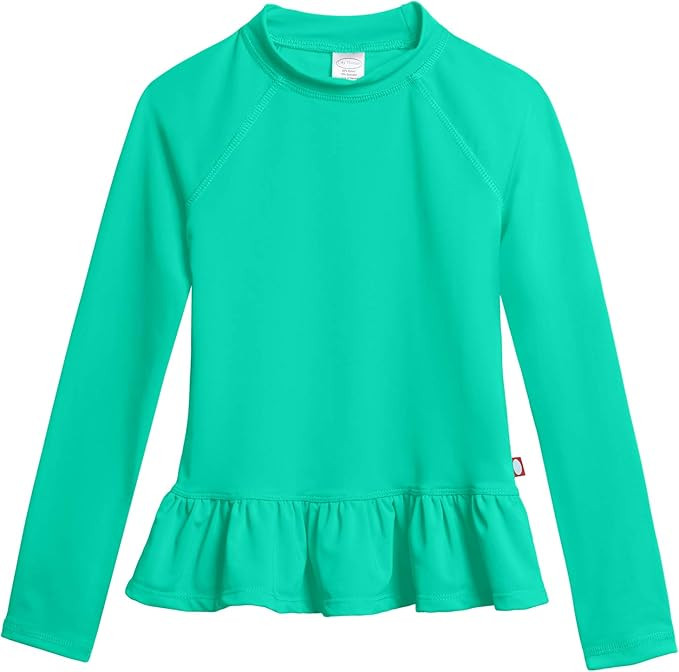 City Threads Big Girls' Rash Guard Peplum Long Sleeve Sun Shirt with SPF50+ | Amazon (US)