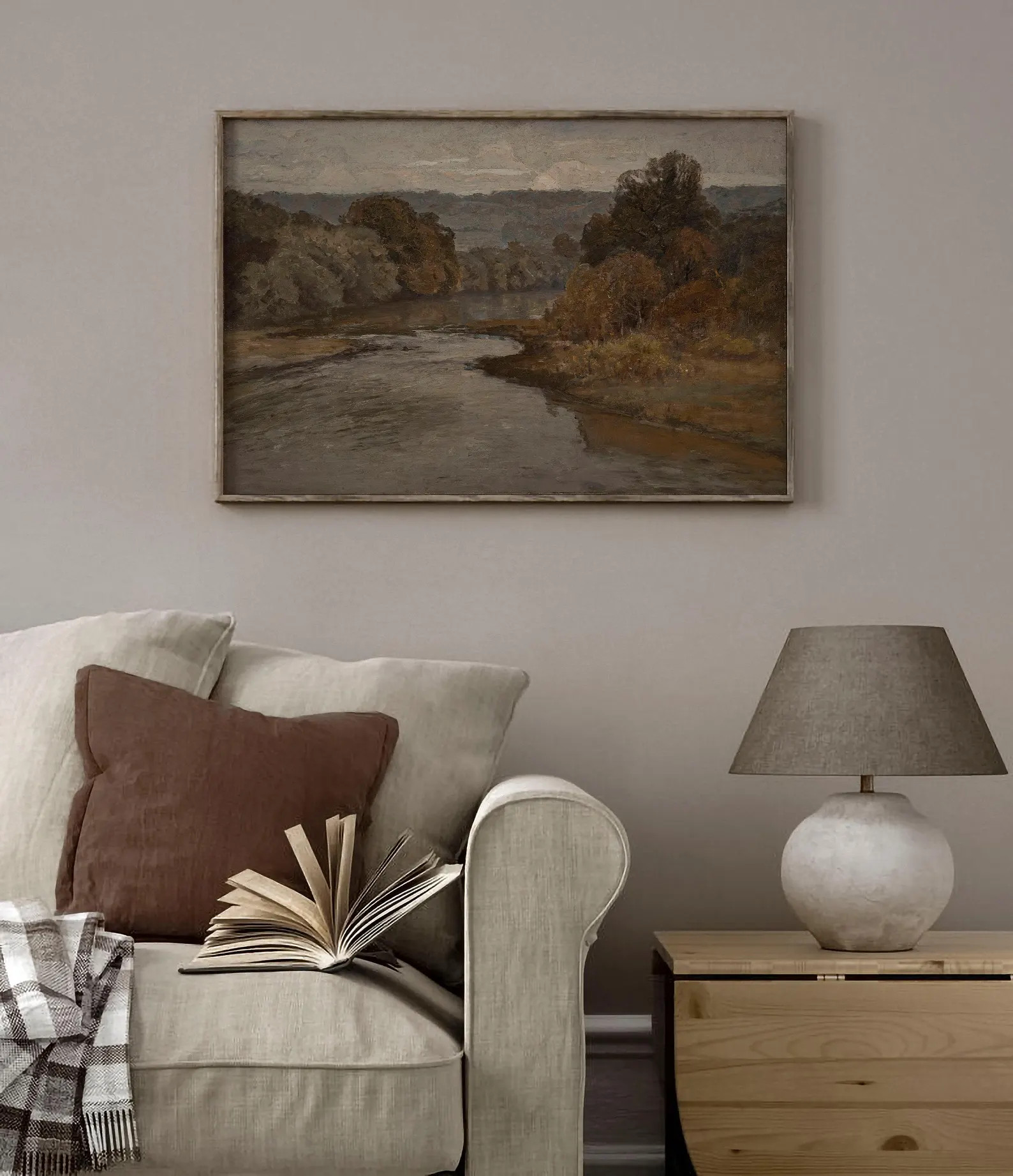 Vintage Moody Neutral Landscape PRINTABLE / Rustic Scenery Art Print / Antique Oil Painting Digit... | Etsy (US)