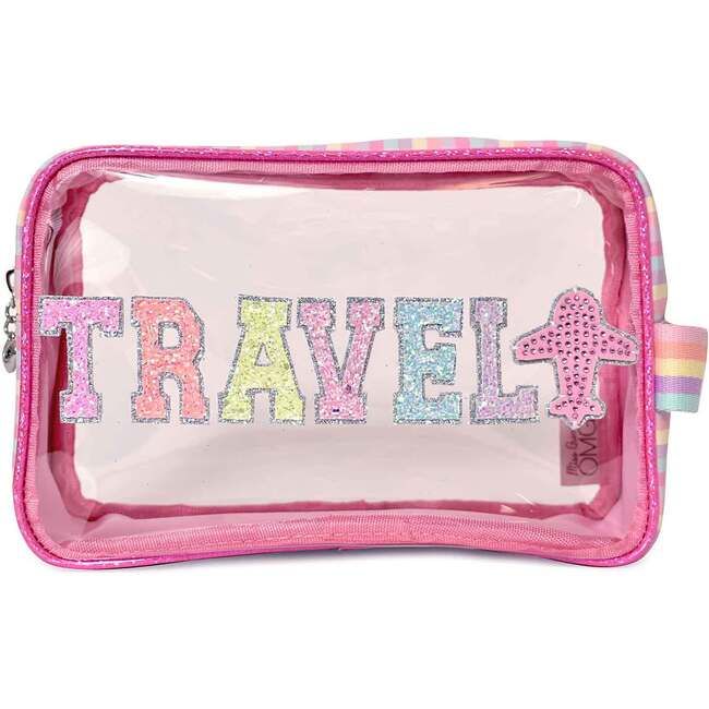 Travel Embellished Clear Pouch, Pink | Maisonette