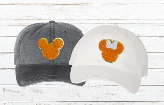 Halloween Mickey and Minnie Mouse Chenille Patch Adult Pigment Dyed Baseball Hat | Etsy (US)