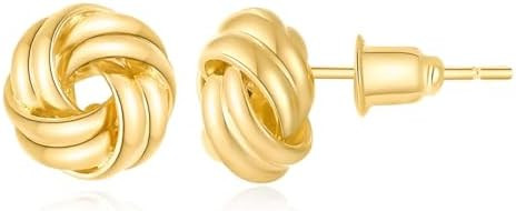 14K Gold Plated Knot Earrings for Women Gold Silver Earrings Heart Link Drop Dangle Earring Chunk... | Amazon (US)