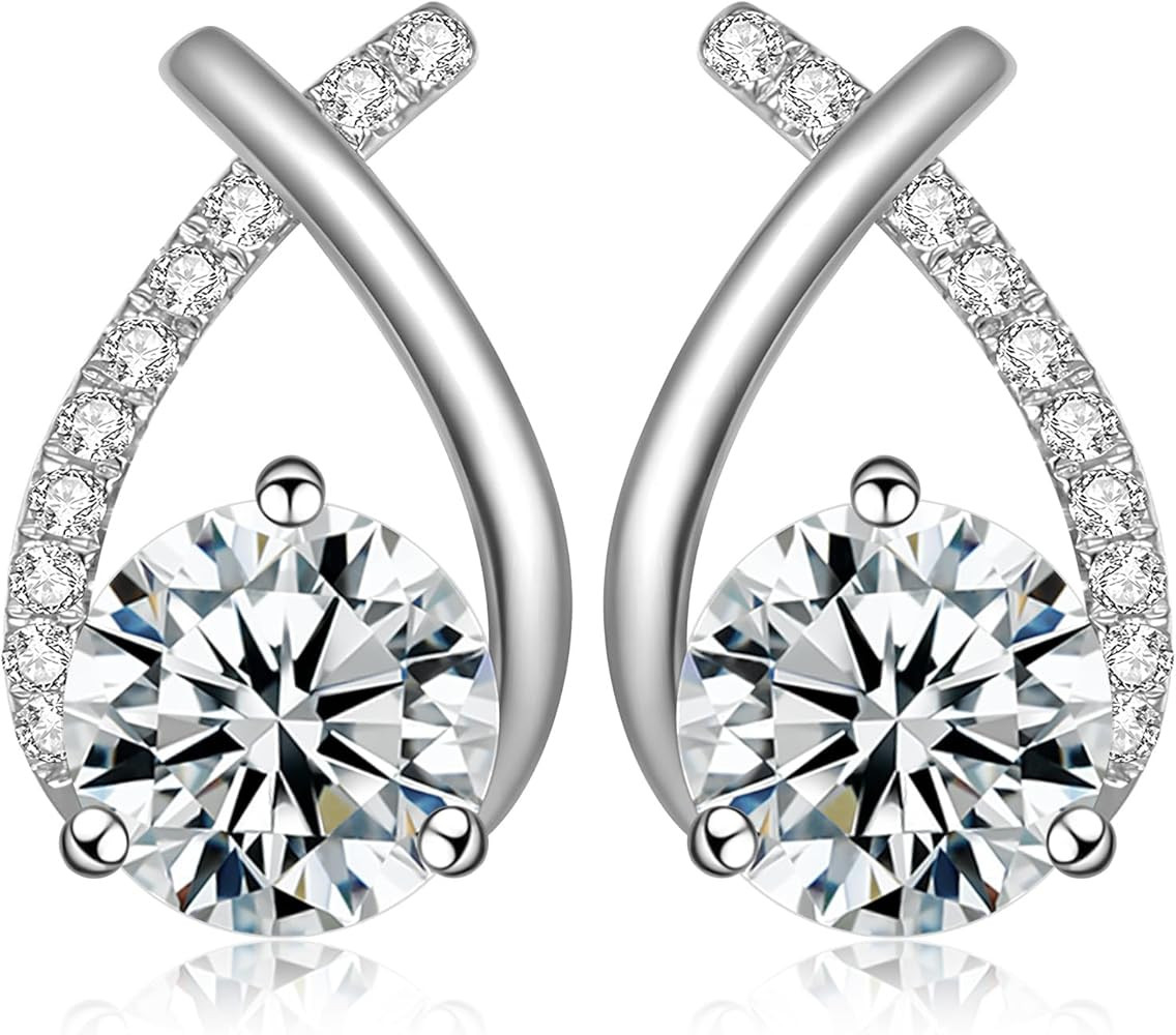 Tunzug 2-2.4 CT Moissanite Earrings D Color VVS1 Clarity Round Cut Lab Created Diamond Earrings S... | Amazon (US)