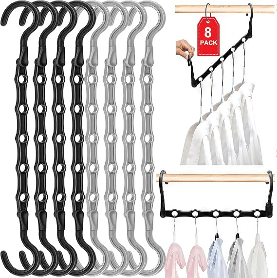 Closet Organizers and Storage,8 Pack Stronger Space Saving Hangers Clothes Hanger with 5 Holes Cl... | Amazon (US)