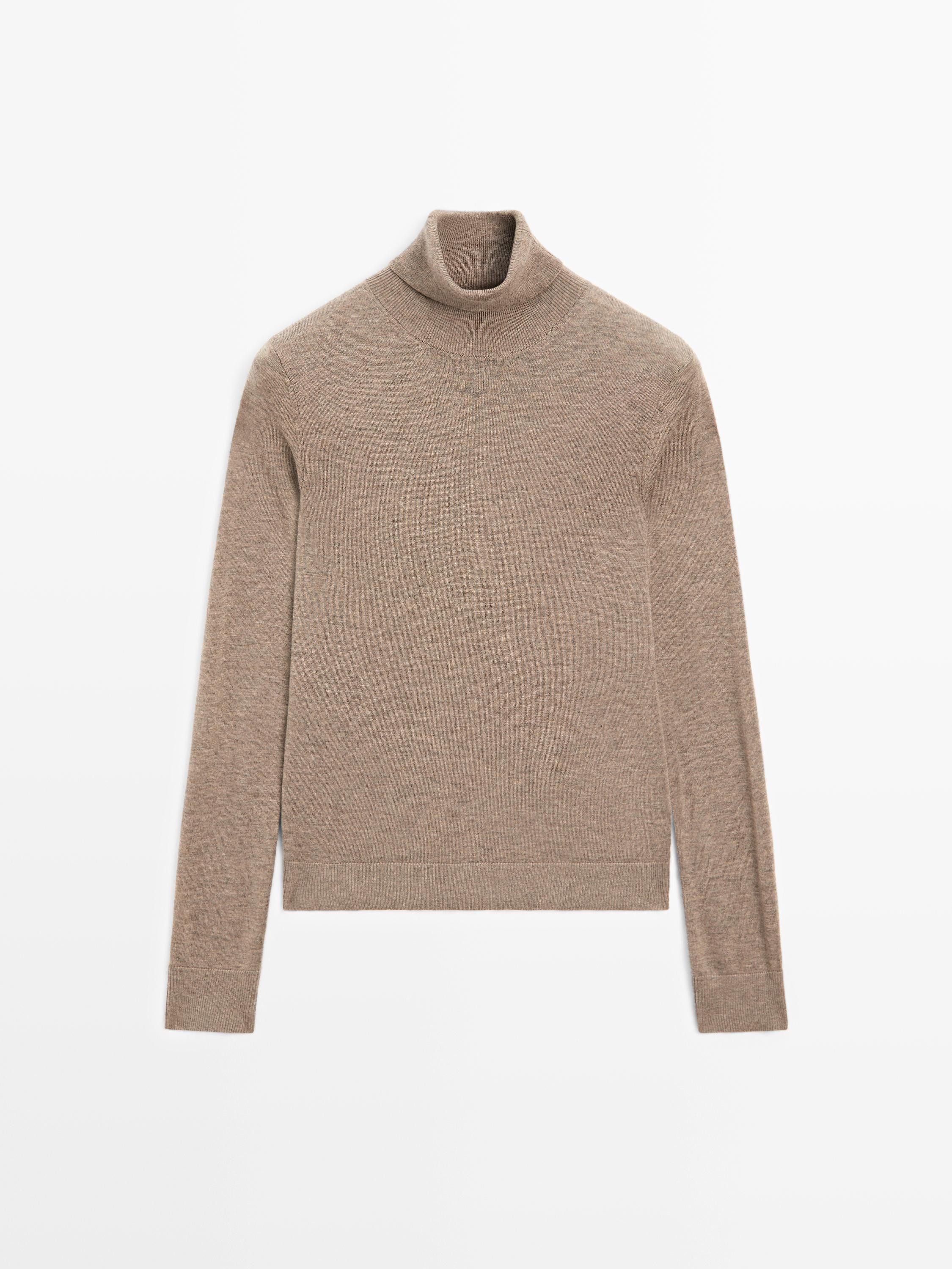 Wool blend high neck knit sweater | Massimo Dutti UK