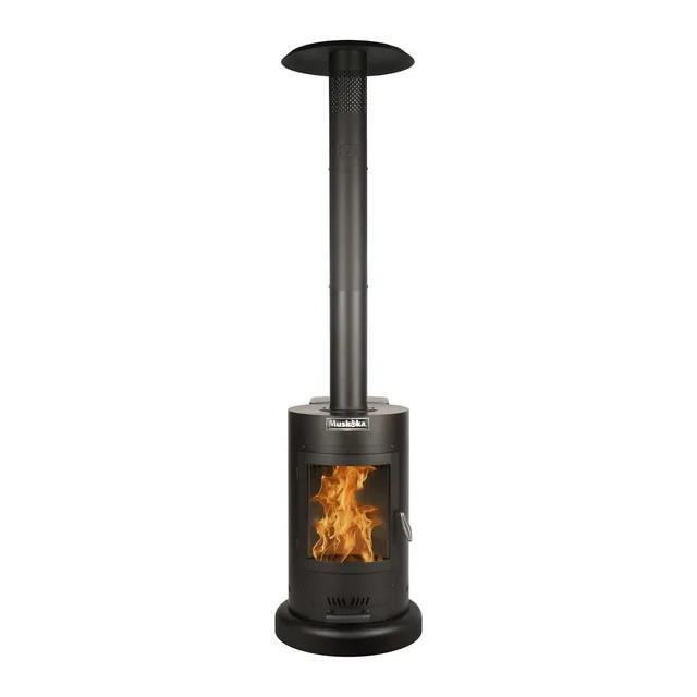 Muskoka 84" High 75,000 BTU Black Steel Wood Pellet Patio Heater | Walmart (US)