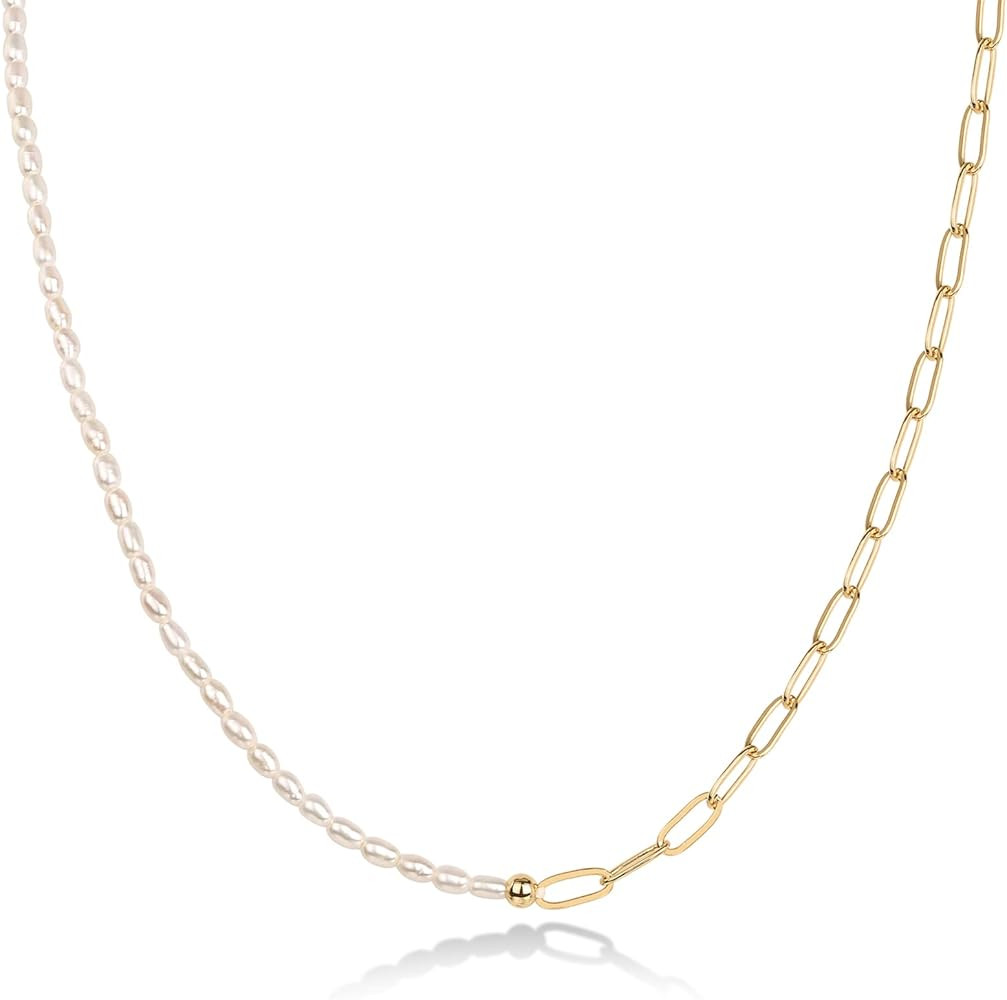 PAVOI 14K Gold Plated Freshwater Pearl Necklace for Women | Amazon (US)