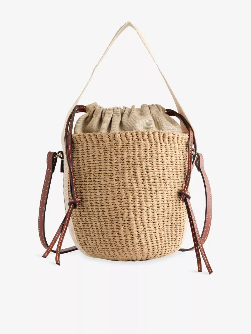Woody small raffia basket bag | Selfridges