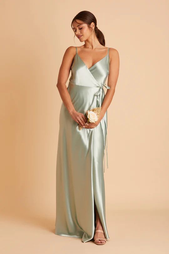 Cindy Satin Dress - Sage | Birdy Grey