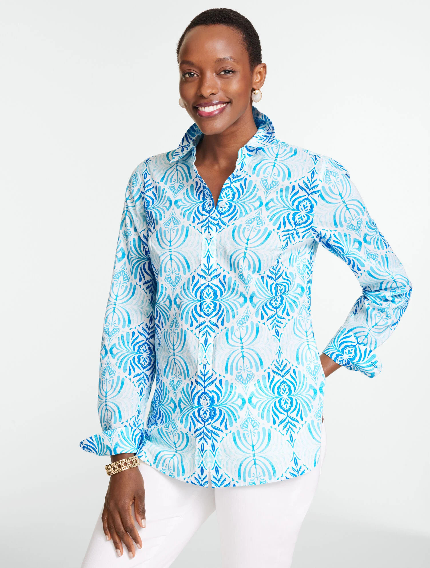 Modern Classic Shirt - Coastal Damask | Talbots