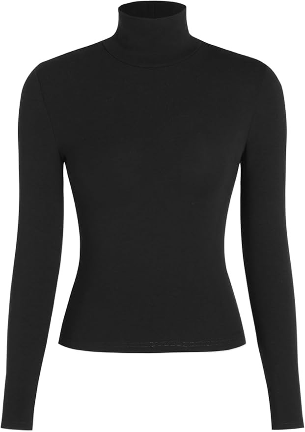 CIDER Turtle Necks Tops for Women Long Sleeve Shirts Mock Neck Solid Basic Tee Slim Fit Soft Base... | Amazon (US)