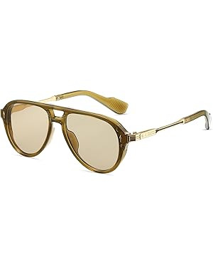 Vintage Retro 70s Sunglasses for Women Men, Fashion Disco Glasses, Double Bridge Aviators | Amazon (US)