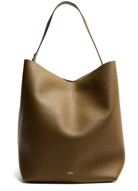 Grained leather shopper with belt - TOTEME | 24S US