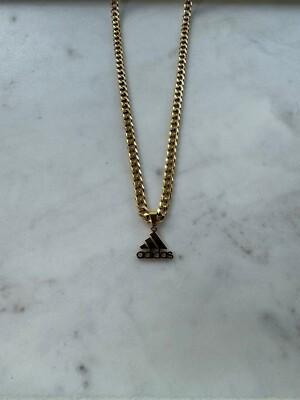 Adidas Necklace - 5mm Cuban 22” Chain - Gold Plated - Fathers Day Gift | eBay US