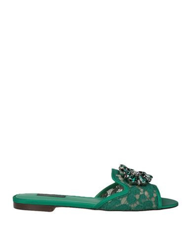 Dolce & gabbana Woman Sandals Green Size 5.5 Viscose, Silk, Cotton, Polyamide | YOOX (US)