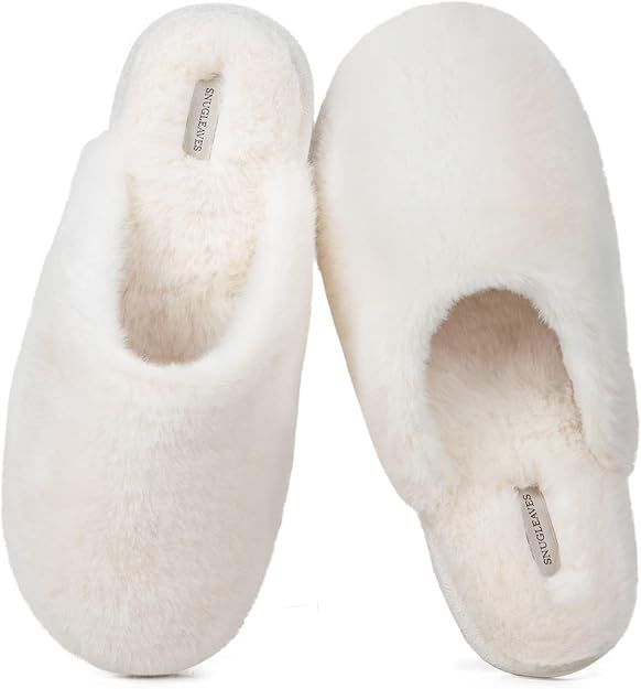 Snug Leaves Women's Fuzzy House Memory Foam Slippers, Furry Faux Fur Lined Bedroom Shoes, Cozy In... | Amazon (US)