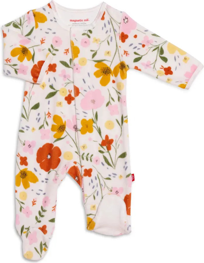 Magnetic Me Posies Floral Velour Magnetic Footie | Nordstrom | Nordstrom