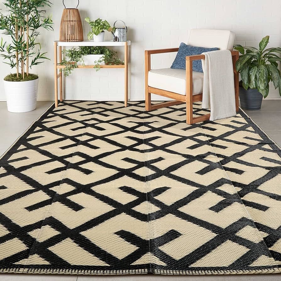 Reversible Mats - Plastic Straw Rug, Outdoor Rug for Patio Clearance Decor, Modern Area Rugs, Flo... | Amazon (US)