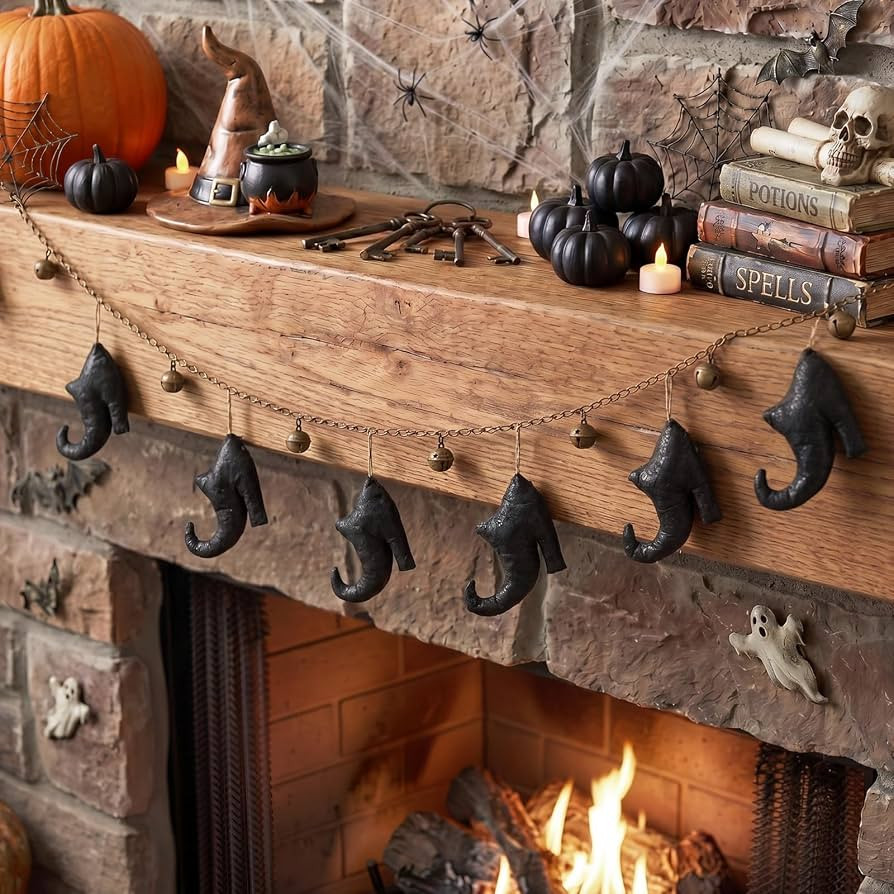 Hotop 5.6 ft Halloween Witch Shoes Hanging Banner Vintage Halloween Decoration Witch Theme Garlan... | Amazon (US)