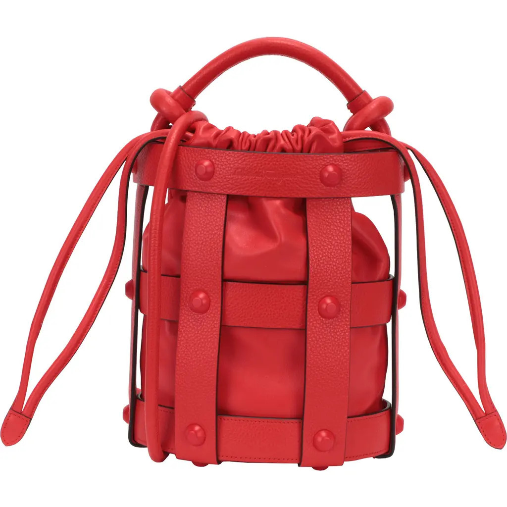 FERRAGAMO Cage Leather Bucket Bag in Red at Nordstrom Rack | Nordstrom Rack