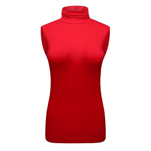 OThread & Co. Women's Sleeveless Turtleneck T-Shirt Basic Stretch Layer Comfy High Neck Tank Top (XX-Large, Red) | Amazon (US)