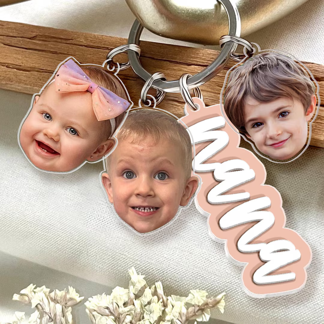 Personalized Mother's Day Gift for Grandma, Custom Grandma Keychain With Kids Face Charm, Nana Ke... | Etsy (US)