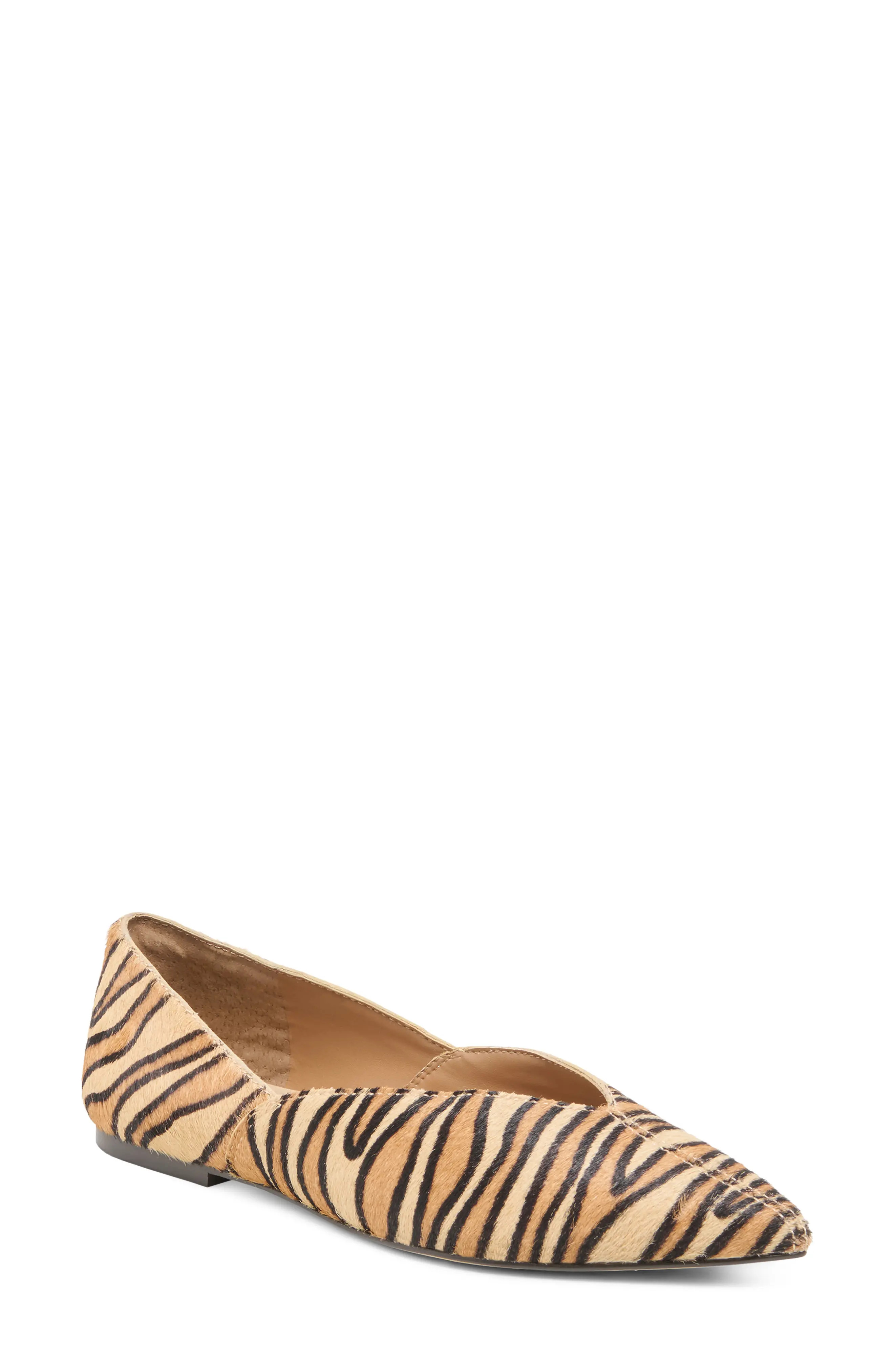 Dolce Vita Gema Genuine Calf Hair Pointed Toe Flat in Tiger Calf Hair at Nordstrom, Size 10 | Nordstrom