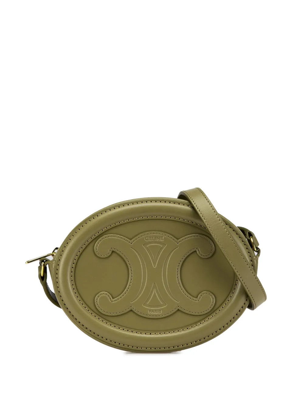 Celine Pre-Owned 2022 Small Calfskin Cuir Triomphe Oval crossbody bag - Green | Farfetch Global