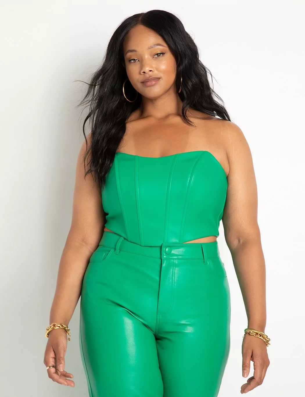 Faux Leather Corset | Women's Plus Size Tops | ELOQUII | Eloquii