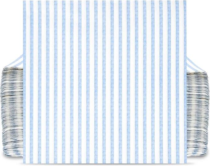 100 Pcs Light Blue & White Stripe Cocktail Beverage Napkins Disposable Paper Thin Striped Dessert... | Amazon (US)