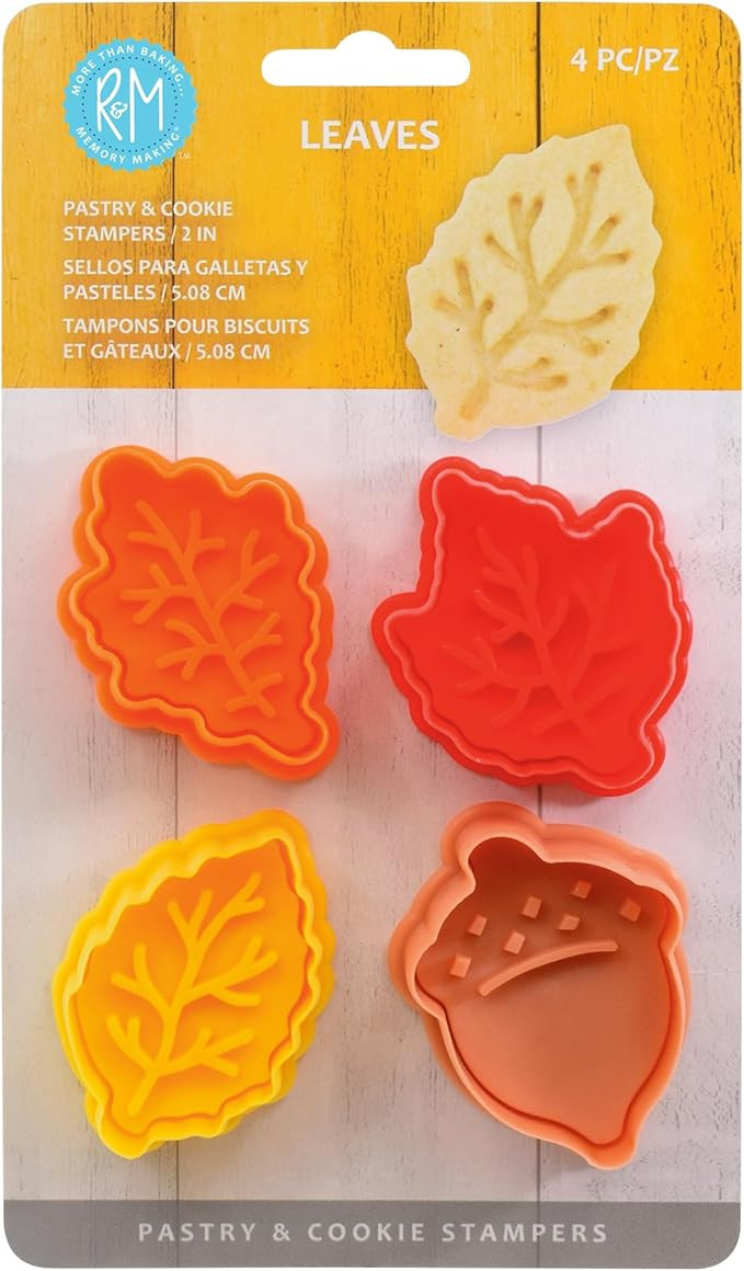 R&M Fall Leaves Collection Pastry & Cookie Cutter set of 4. Assorted Colors and Designs, Leaves, ... | Amazon (US)