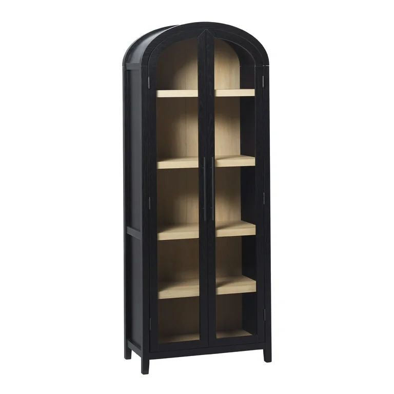 Walker Edison Modern Arched Bookcase with Glass Doors, Black | Walmart (US)