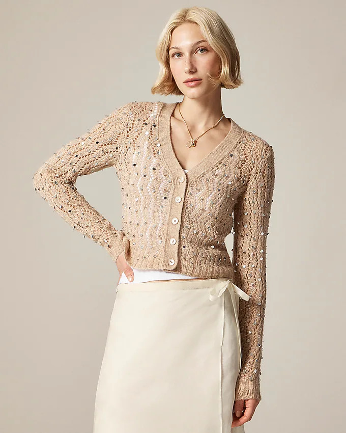 Collection embellished pointelle cardigan | J. Crew US