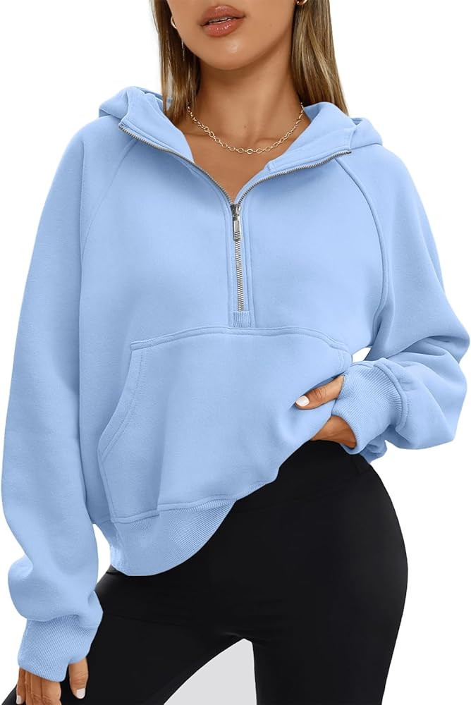 AUTOMET Half Zip Sweatshirts Cropped Hoodies Fleece Jackets Womens Quarter Zip Up Pullover Fall O... | Amazon (US)