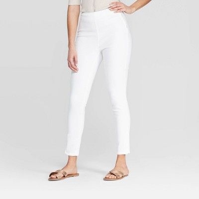 Women's Regular Fit High-Rise Skinny Ankle Pants - A New Day™ White | Target