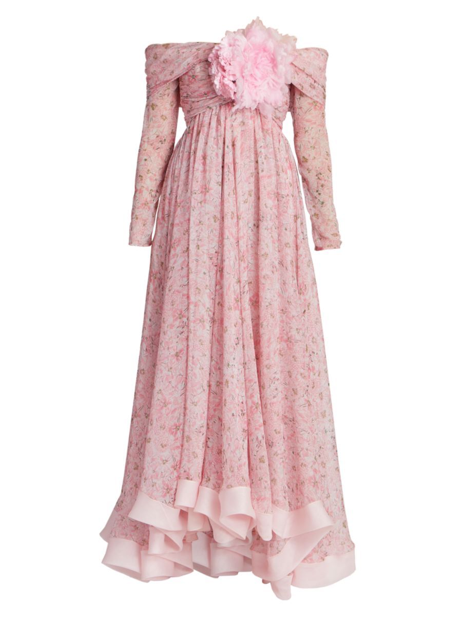 Floral Rosette Maxi Dress | Saks Fifth Avenue