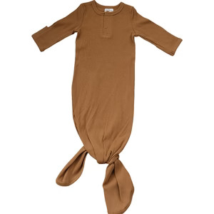 Mebie Baby Mustard Organic Cotton Ribbed Knot Gown | Mebie Baby