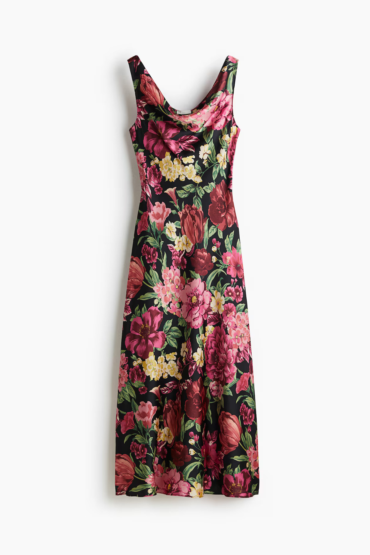 Cowl-neck dress - Black/Floral - Ladies | H&M GB | H&M (UK, MY, IN, SG, PH, TW, HK)
