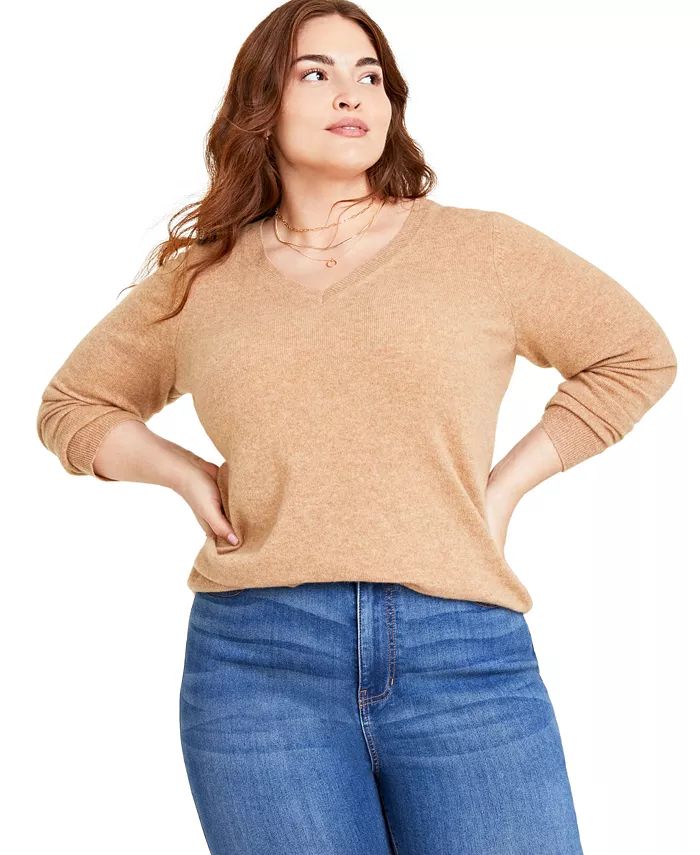 Charter Club Plus Size V-Neck 100% Cashmere Sweater, Created for Macy's - Macy's | Macy's