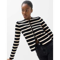 M&S Cotton Rich Striped Slim Fit Cardigan Black Mix | Marks & Spencer (UK)