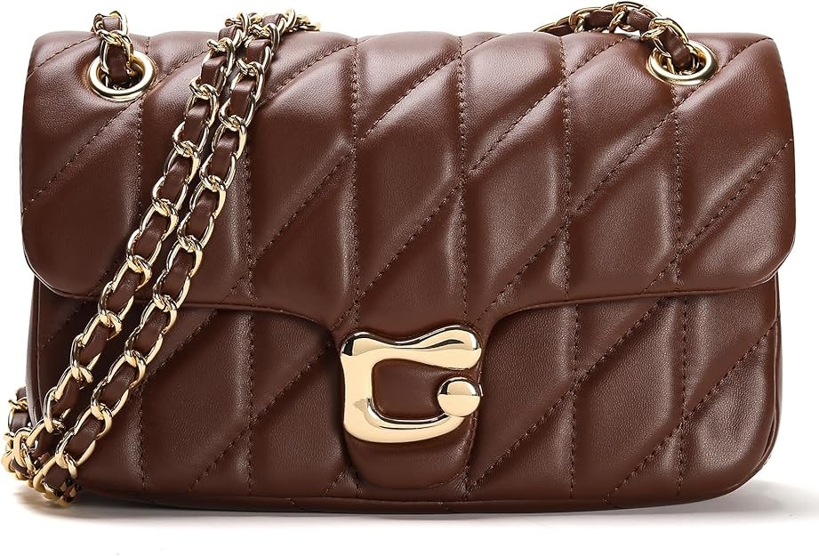 Quilted Crossbody Purse for Women Trendy - Ladies Shoulder Bag Leather Handbag Designer Evening C... | Amazon (US)