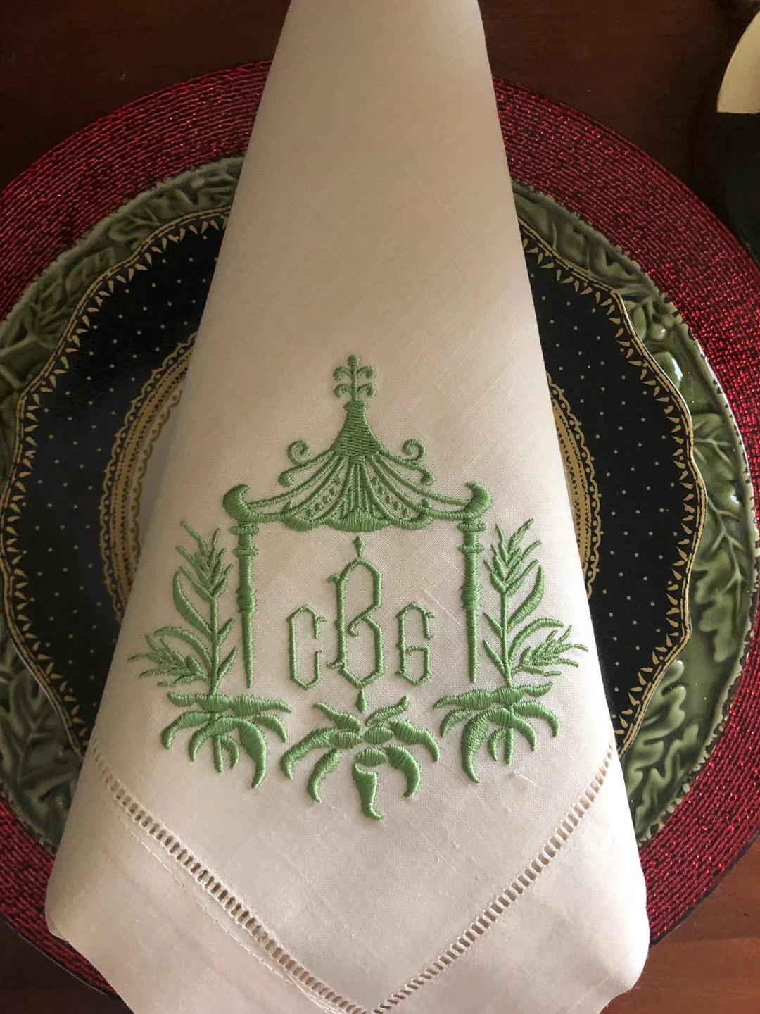 Chinoiserie Linen Dinner Napkins - Etsy | Etsy (US)