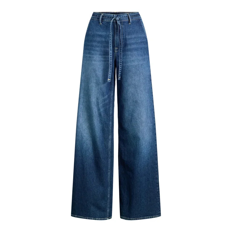 Free Assembly Women's Wide Leg High Rise Pintuck Jeans, 29” Inseam, Sizes 0-20 | Walmart (US)