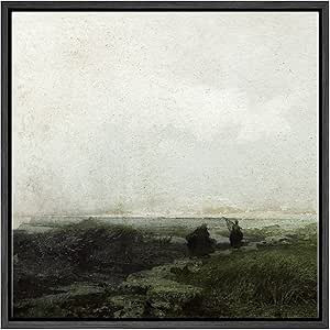 SIGNWIN Framed Canvas Print Wall Art Minimalist Stormy Beach Fisherman Horizon Nature Wilderness ... | Amazon (US)