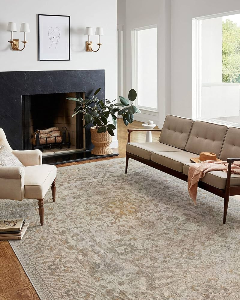 Loloi Chris Loves Julia x Rosemarie Collection ROE-02 Area Rug 6'-3" x 9' Ivory/Natural Rectangul... | Amazon (US)