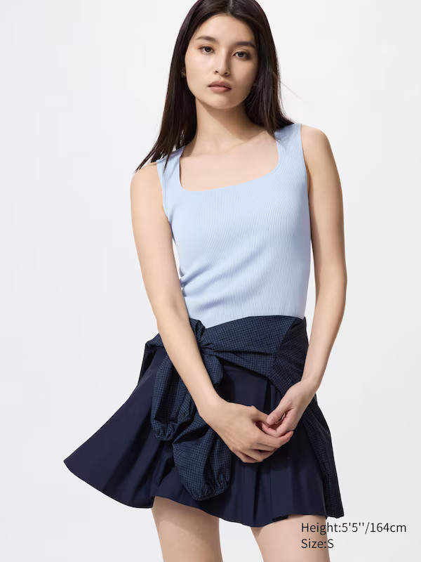 Ribbed Square Neck Sleeveless Bra Top | UNIQLO (UK)