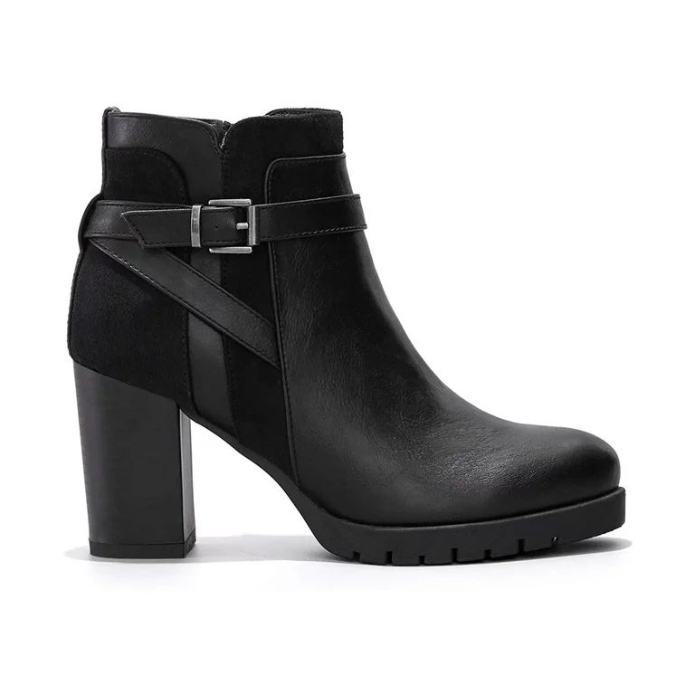 Mysoft Women's Ankle Boots Black Chunky Heel Zipper Ankle Booties Size 8 | Walmart (US)