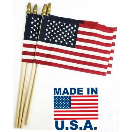GiftExpress Set of 12, Proudly Made in U.S.A. Small American Flags 4x6 Inch/Small US Flag/Mini Ameri | Walmart (US)